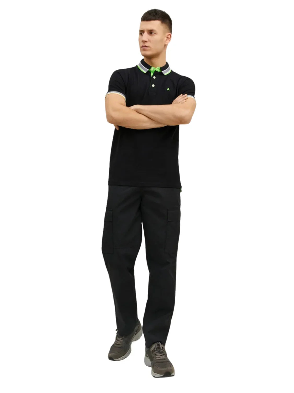 Polo Hombre Jack and Jones Neón Negro | Bicos de Fío