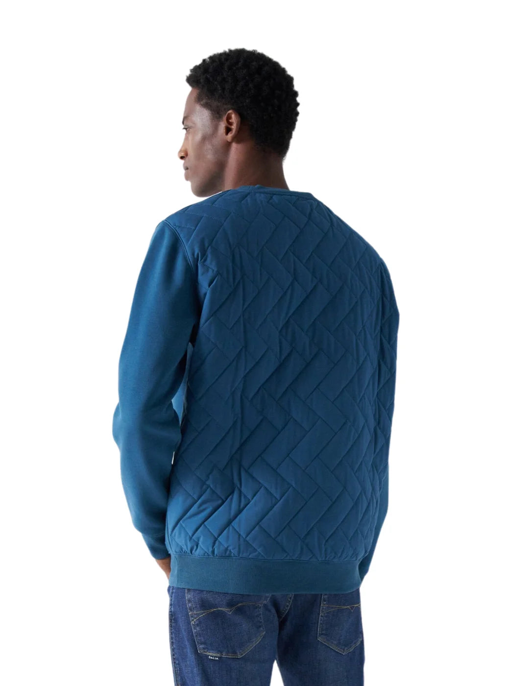 Sudadera Hombre Salsa Detalle Acolchado Azul | Bicos de Fío