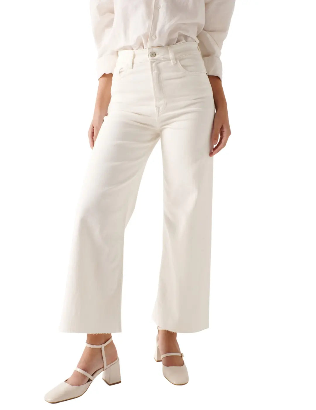 Vaqueros True Cropped Straight Salsa Perla | Bicos de Fío