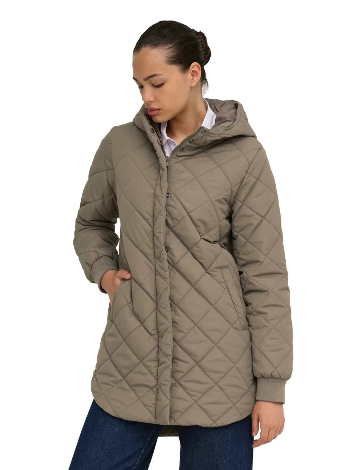 Abrigo Acolchado ONLY Juliet Marrón Walnut | Bicos de Fío