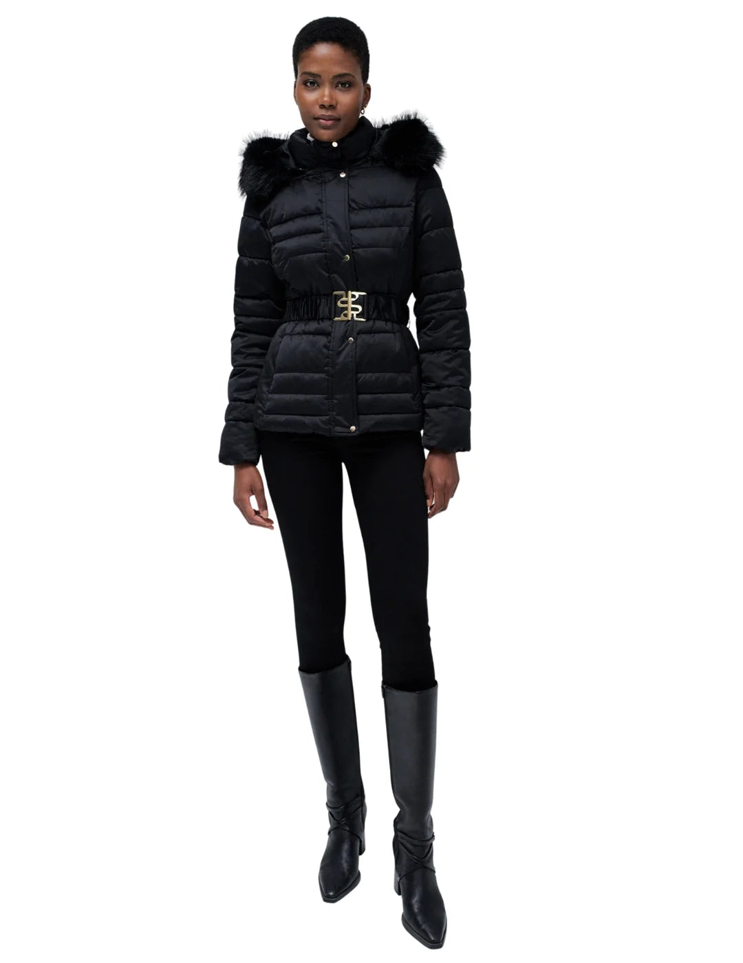 Abrigo Acolchado Salsa Jeans Jackie Negro | Bicos de Fío