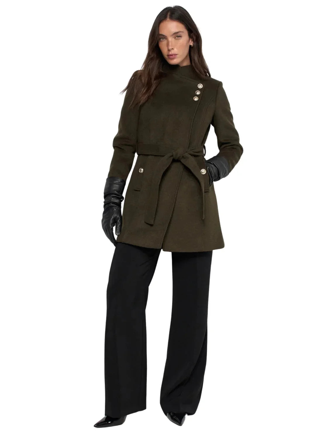 Abrigo Grace Paño Salsa Jeans Verde | Bicos de Fío