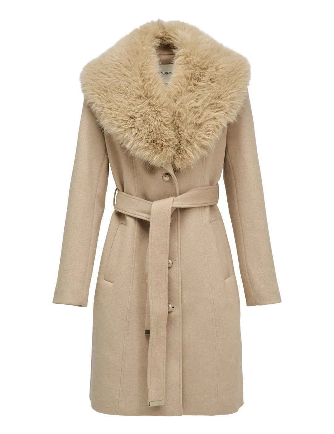 Abrigo Grace Lana Cuello Pelo Salsa Jeans Beige