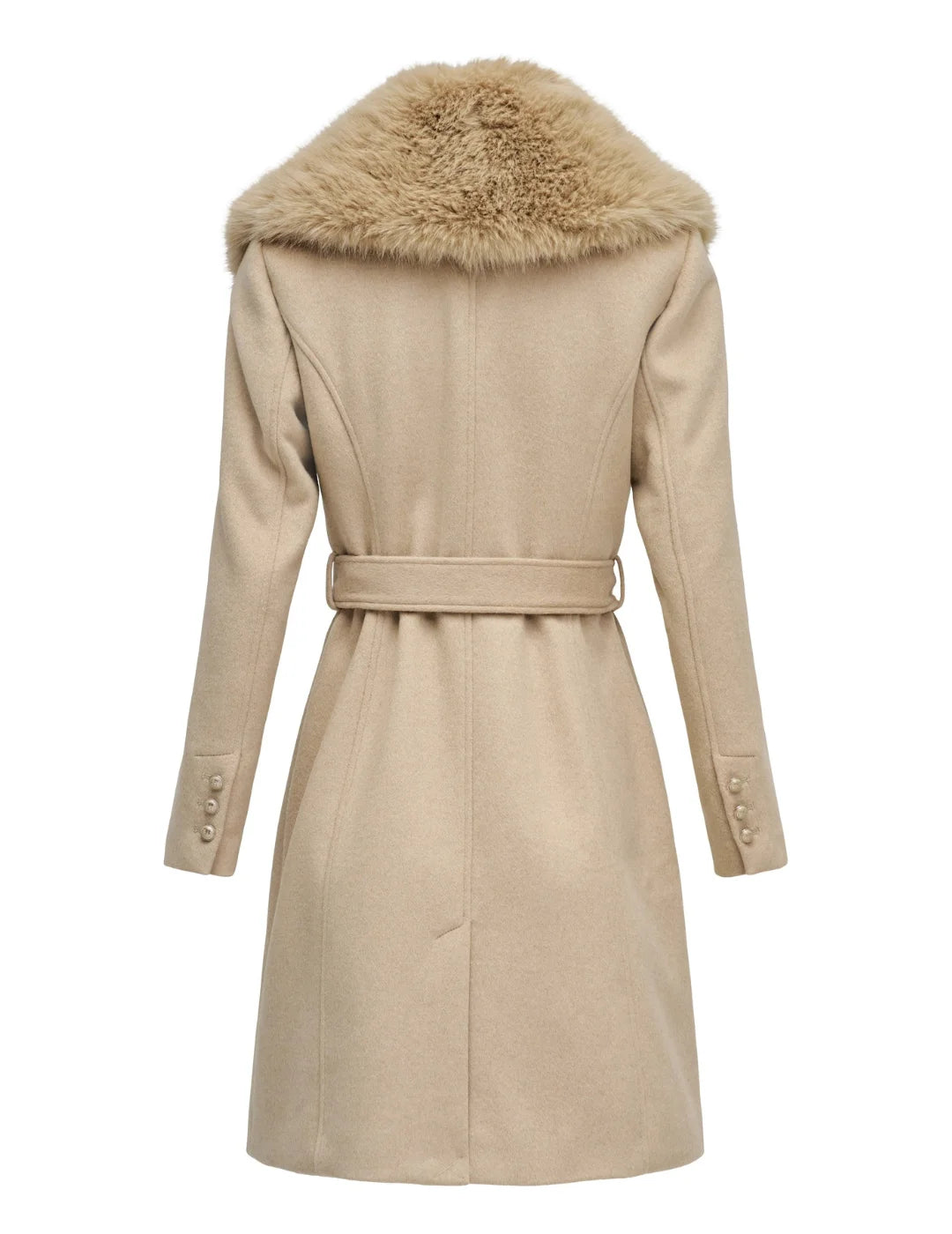 Abrigo Grace Lana Cuello Pelo Salsa Jeans Beige