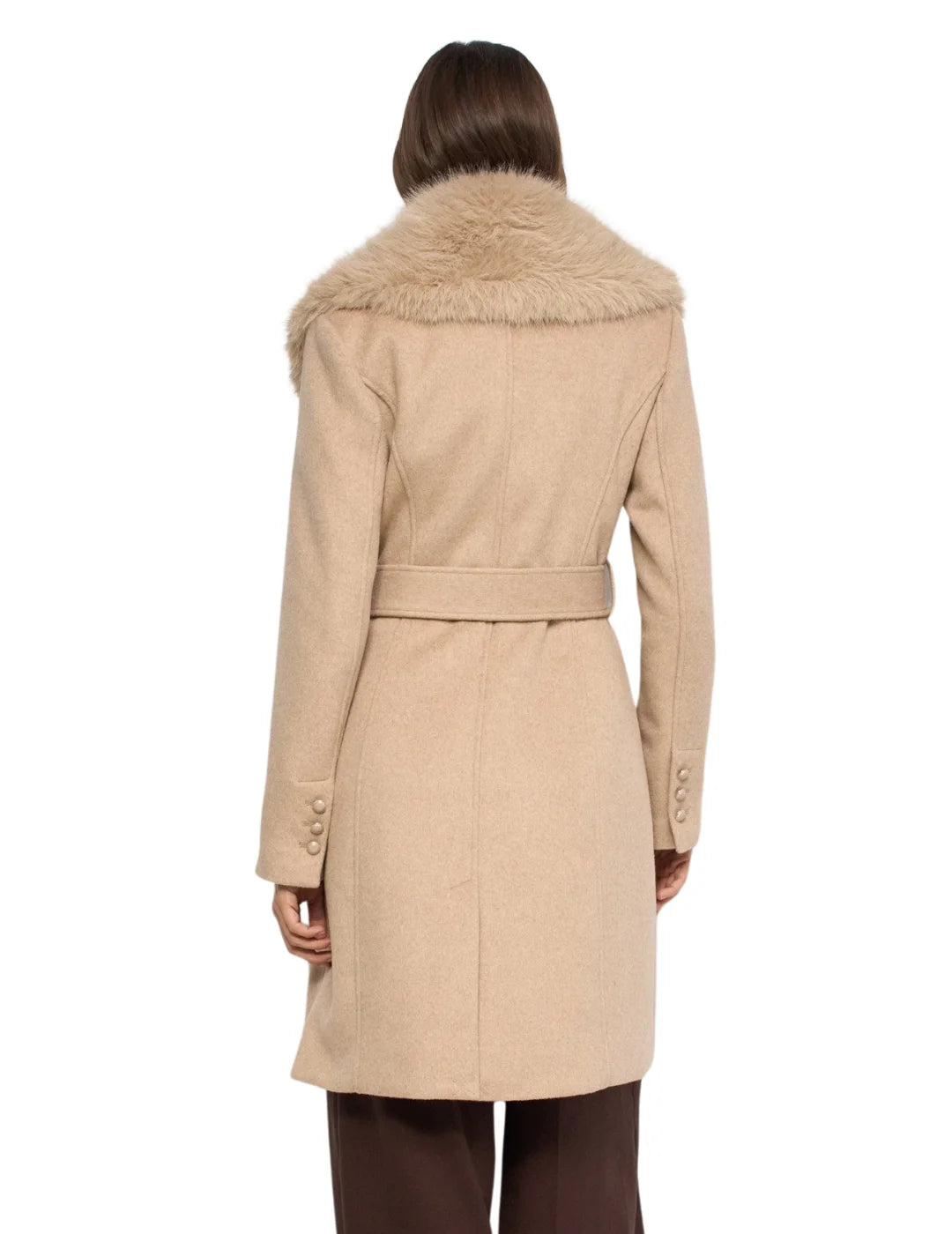 Abrigo Grace Lana Cuello Pelo Salsa Jeans Beige