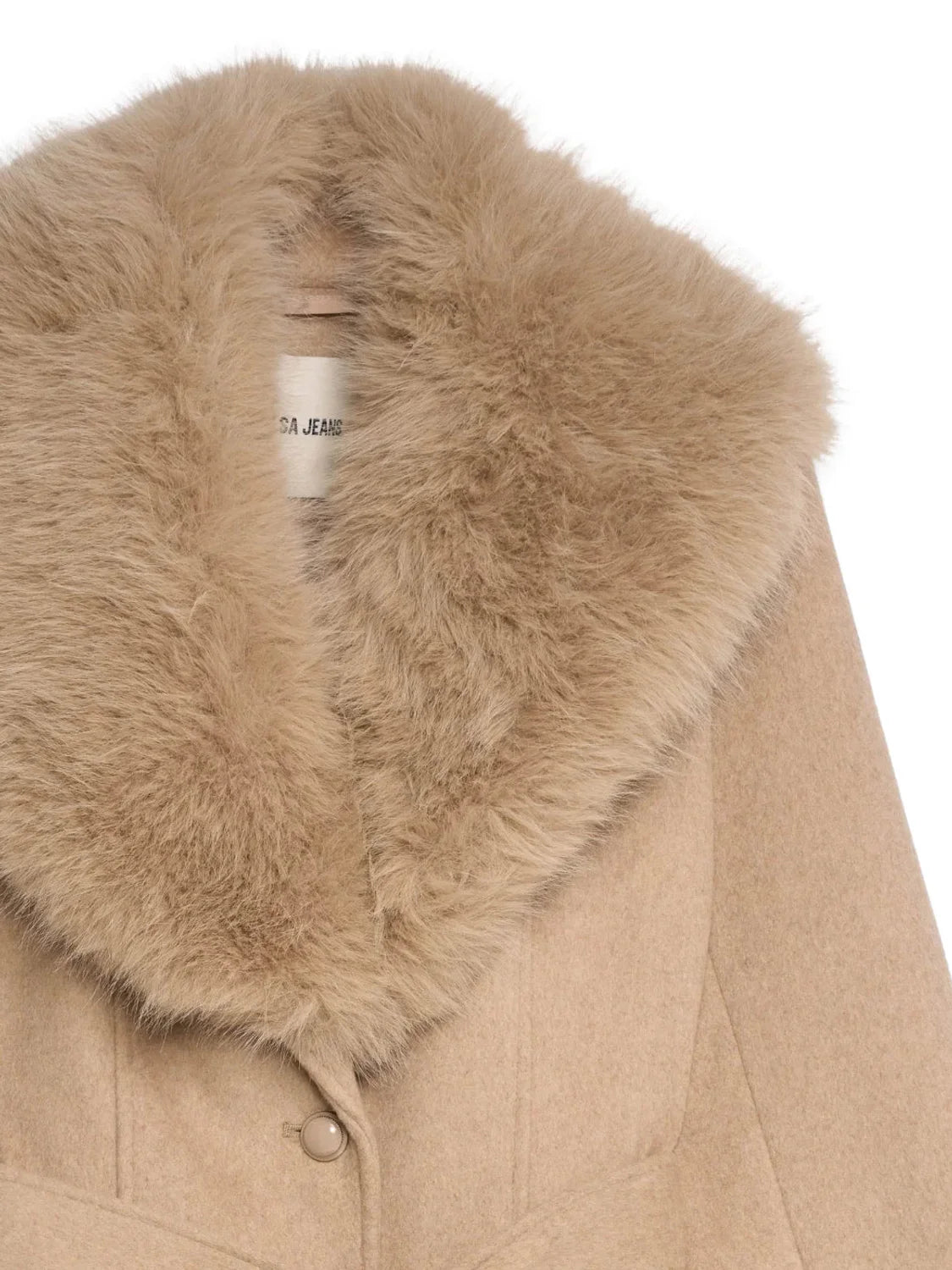 Abrigo Grace Lana Cuello Pelo Salsa Jeans Beige | Bicos de Fío