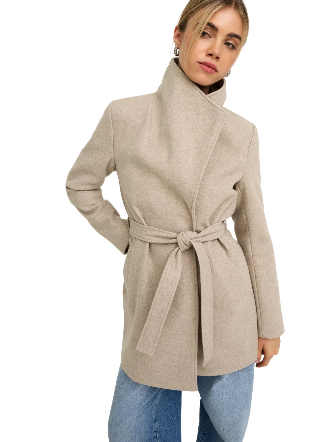 Abrigo Paño ONLY Trish Beige | Bicos de Fío