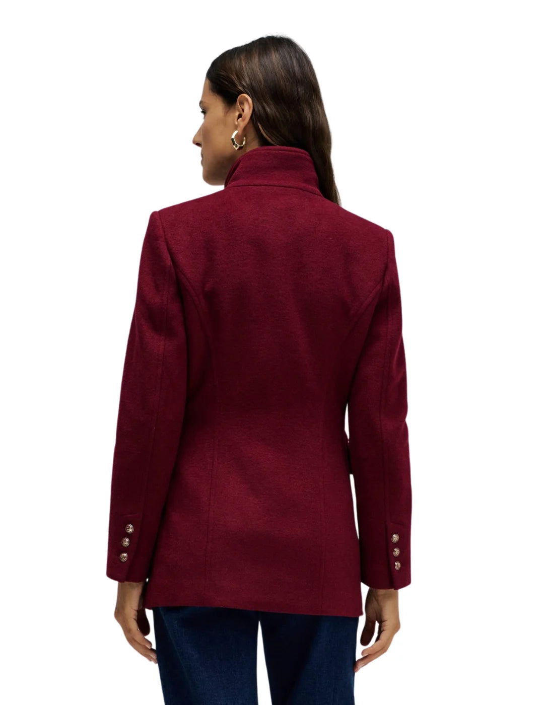 Abrigo De Paño Corto Salsa Jeans Burdeos | Bicos de Fío