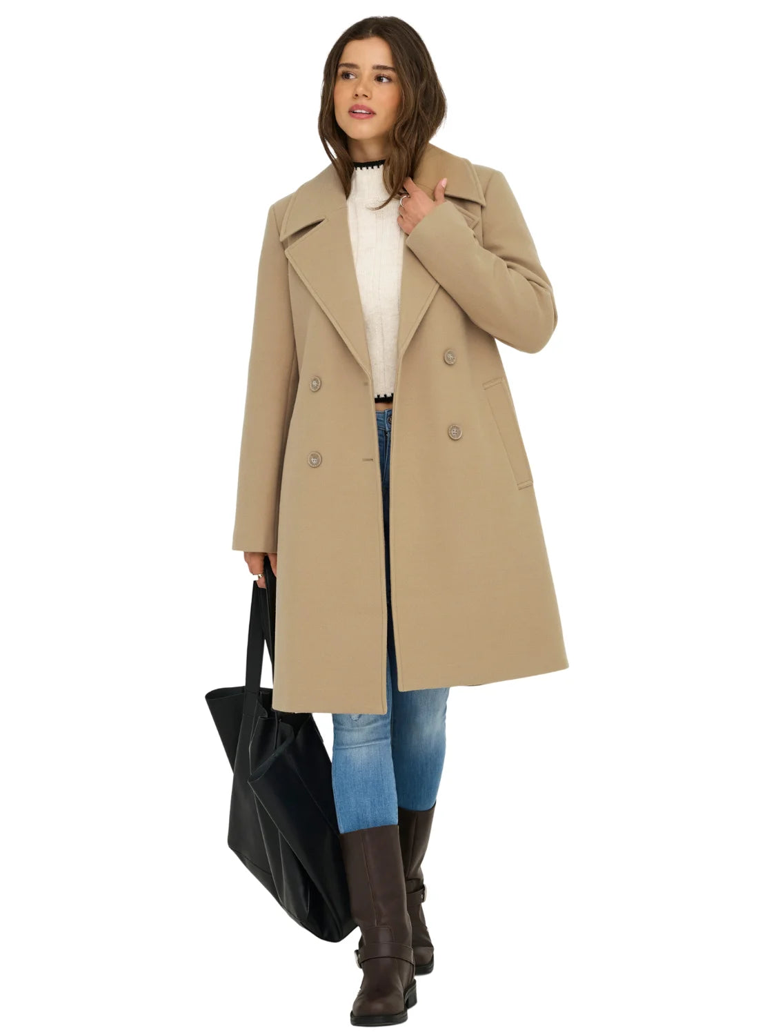 Abrigo Paño ONLY Adina Camel | Bicos de Fío