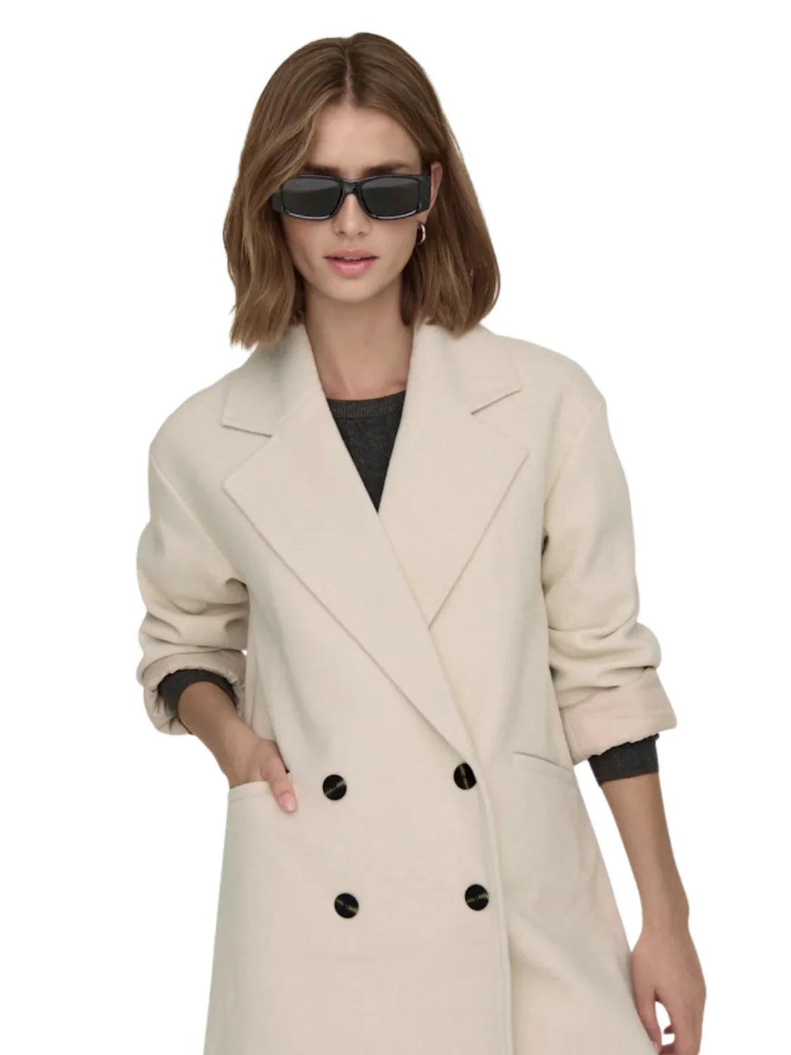 Abrigo Paño Oversize ONLY Blake Taupe | Bicos de Fío