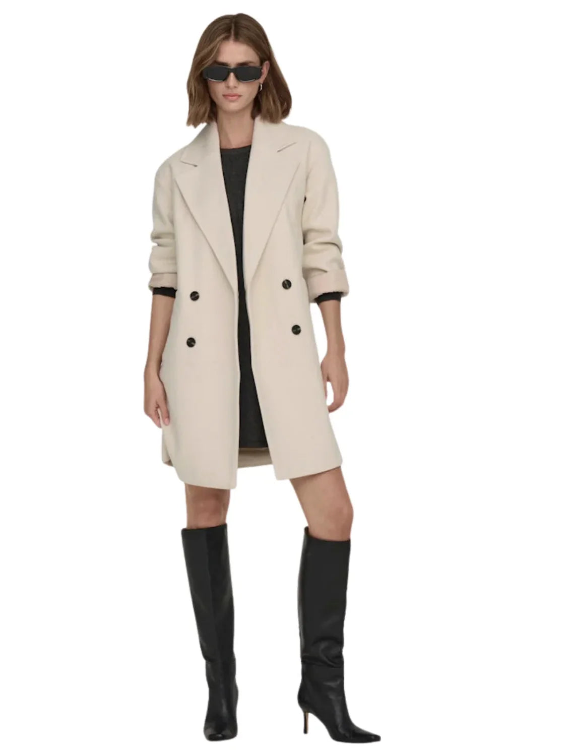 Abrigo Paño Oversize ONLY Blake Taupe | Bicos de Fío