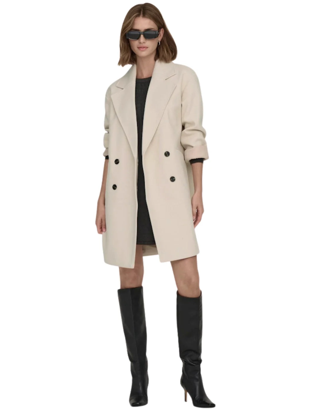 Abrigo Paño Oversize ONLY Blake Taupe | Bicos de Fío