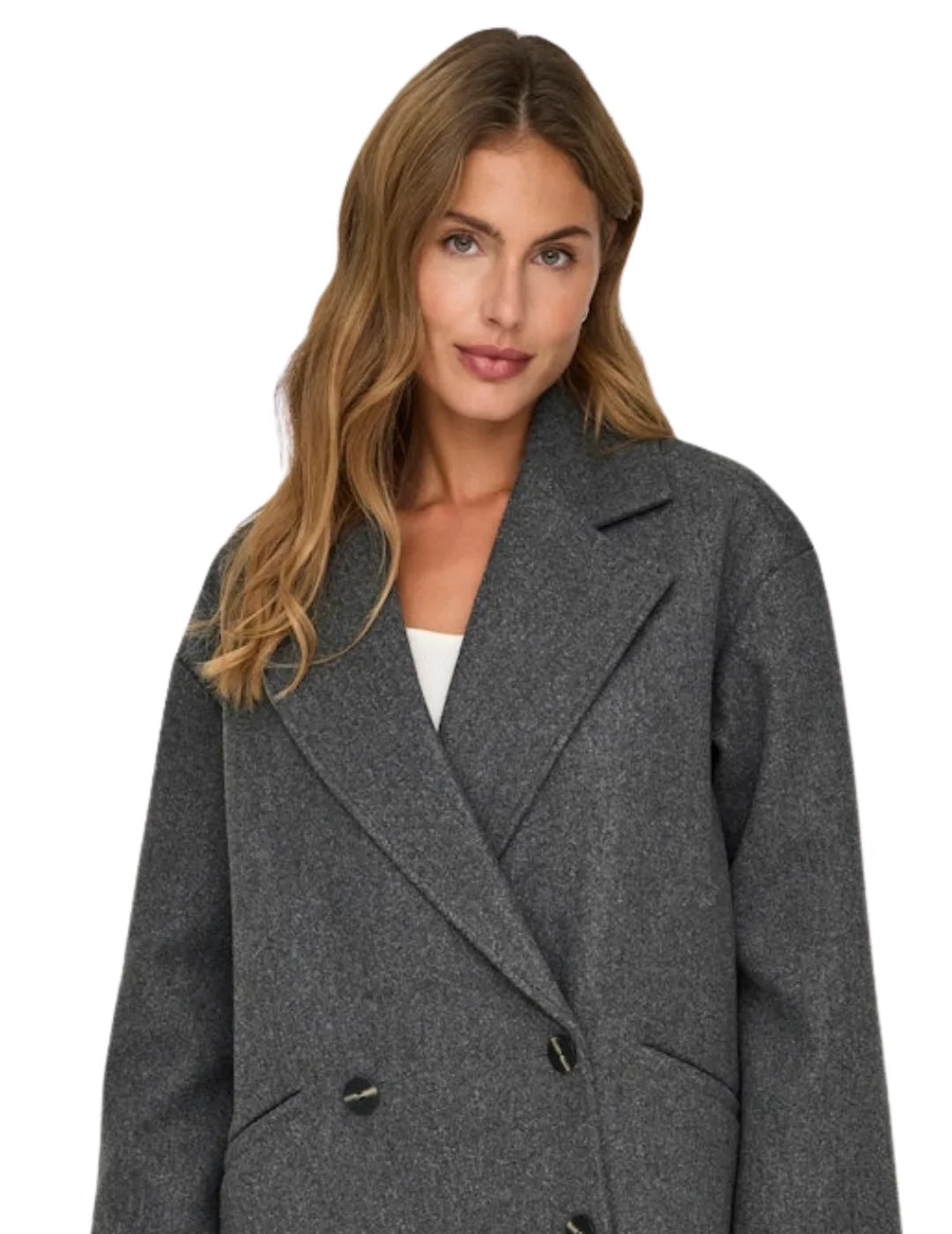 Abrigo Paño Oversize ONLY Blake Gris | Bicos de Fío