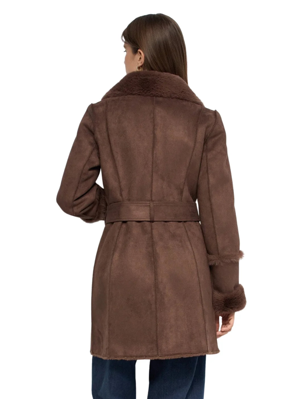 Abrigo Shearling Salsa Jeans Marrón Oscuro | Bicos de Fío