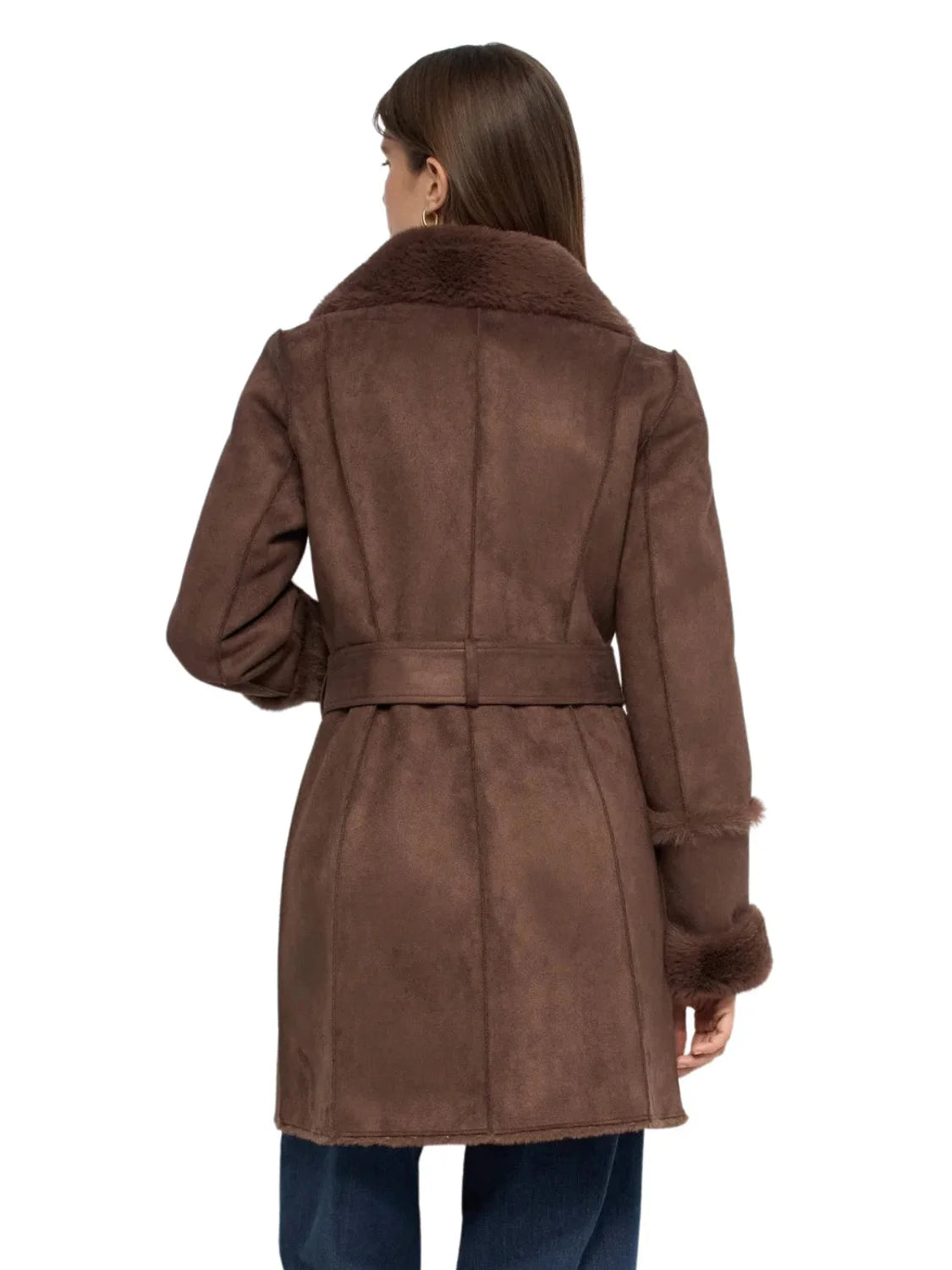 Abrigo Shearling Salsa Jeans Marrón Oscuro | Bicos de Fío