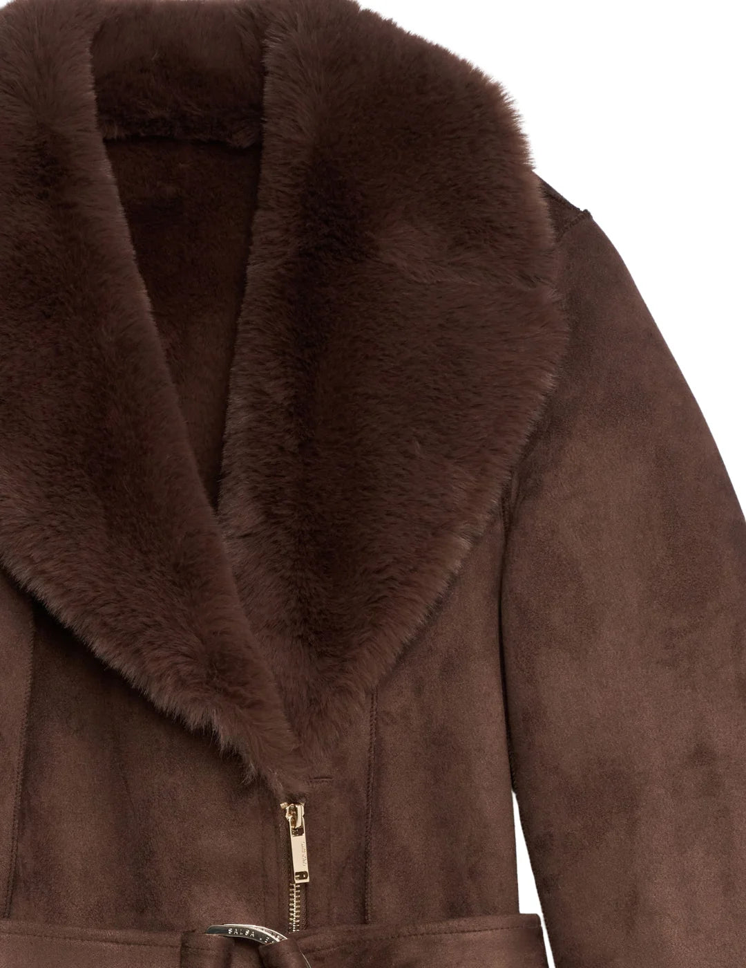 Abrigo Shearling Salsa Jeans Marrón Oscuro | Bicos de Fío