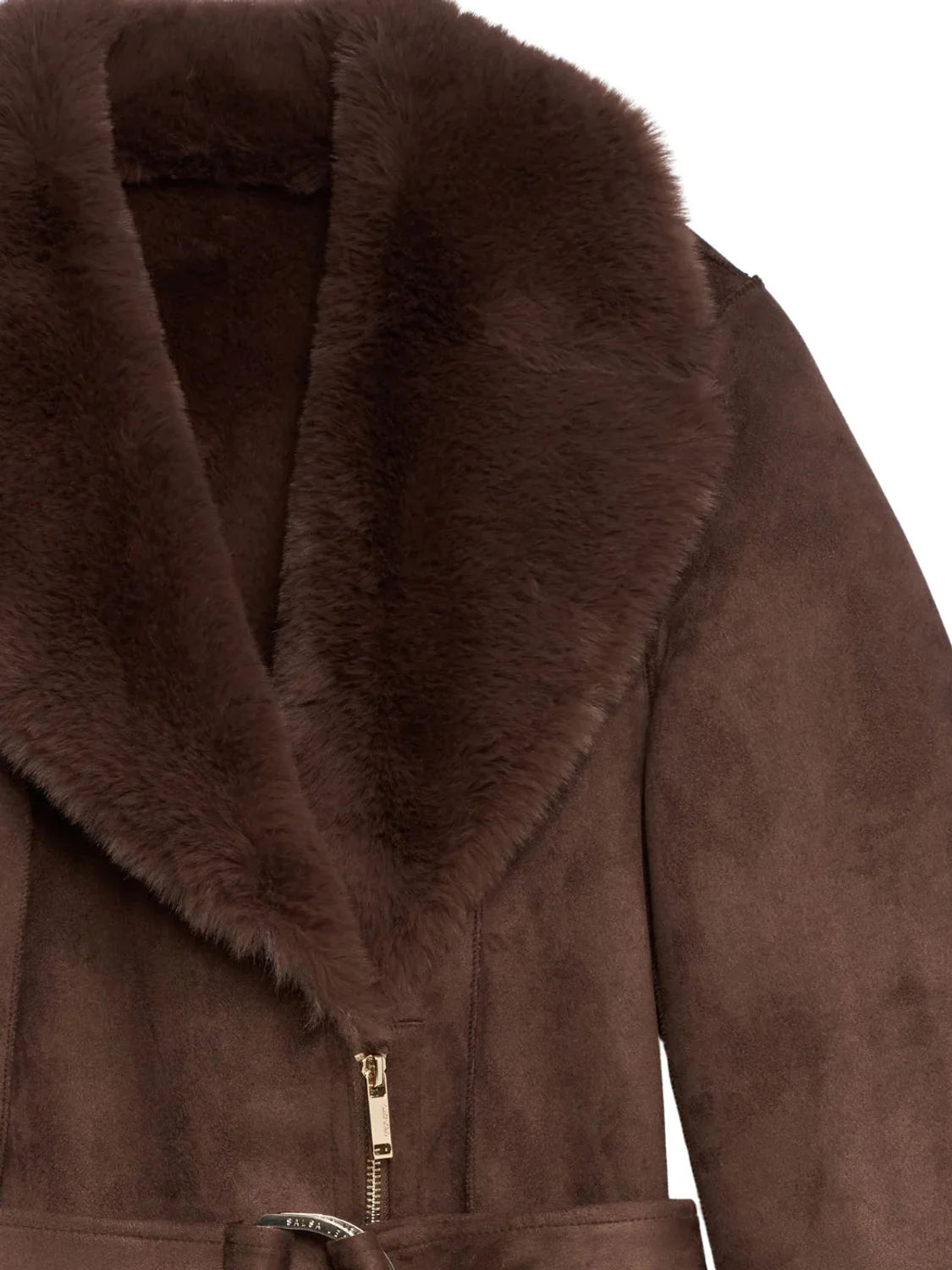 Abrigo Shearling Salsa Jeans Marrón Oscuro | Bicos de Fío