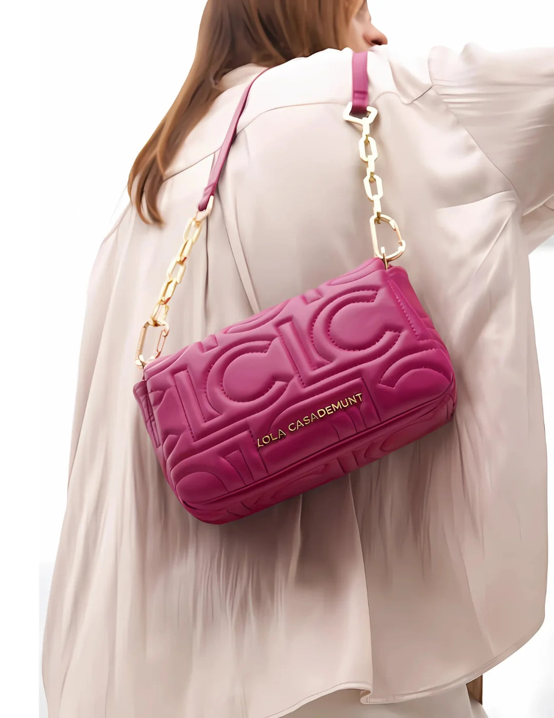 Bandolera Lola Casademunt Mix Cadena Fucsia | Bicos de Fío