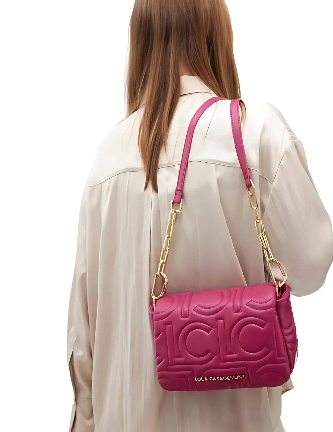 Bandolera Lola Casademunt Mix Cadena Fucsia | Bicos de Fío