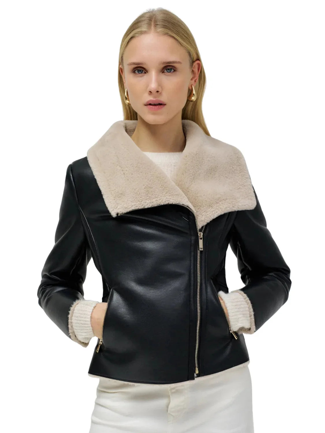 Biker Shearling Salsa Jeans Negro | Bicos de Fío