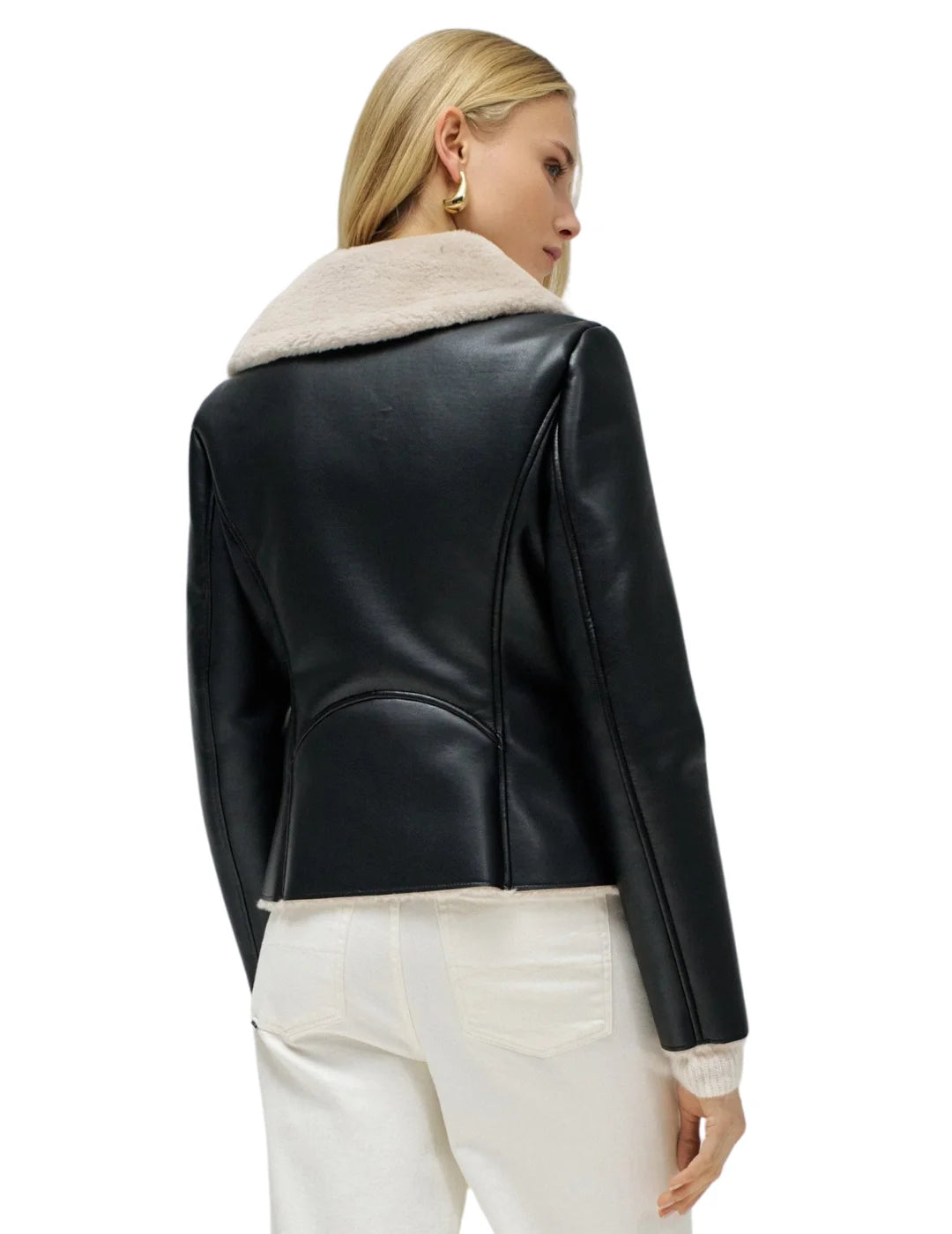 Biker Shearling Salsa Jeans Negro | Bicos de Fío