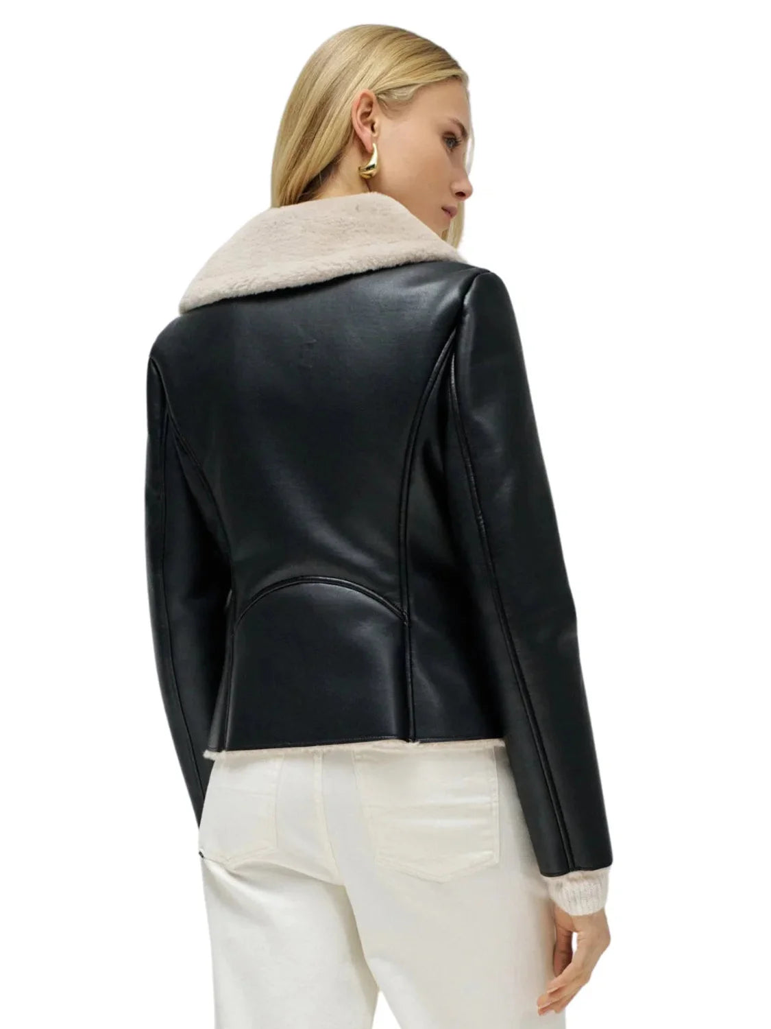 Biker Shearling Salsa Jeans Negro | Bicos de Fío