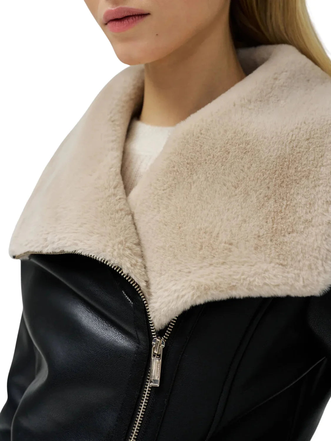 Biker Shearling Salsa Jeans Negro | Bicos de Fío