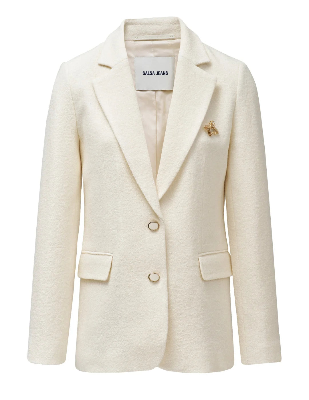 Blazer Lana Broche Salsa Jeans Beige | Bicos de Fío