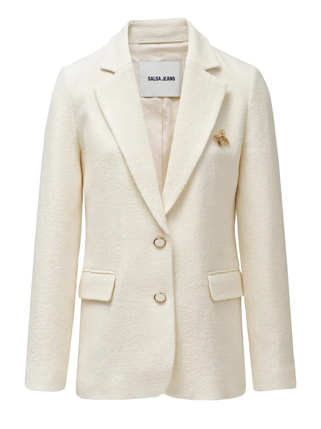 Blazer Lana Broche Salsa Jeans Beige | Bicos de Fío