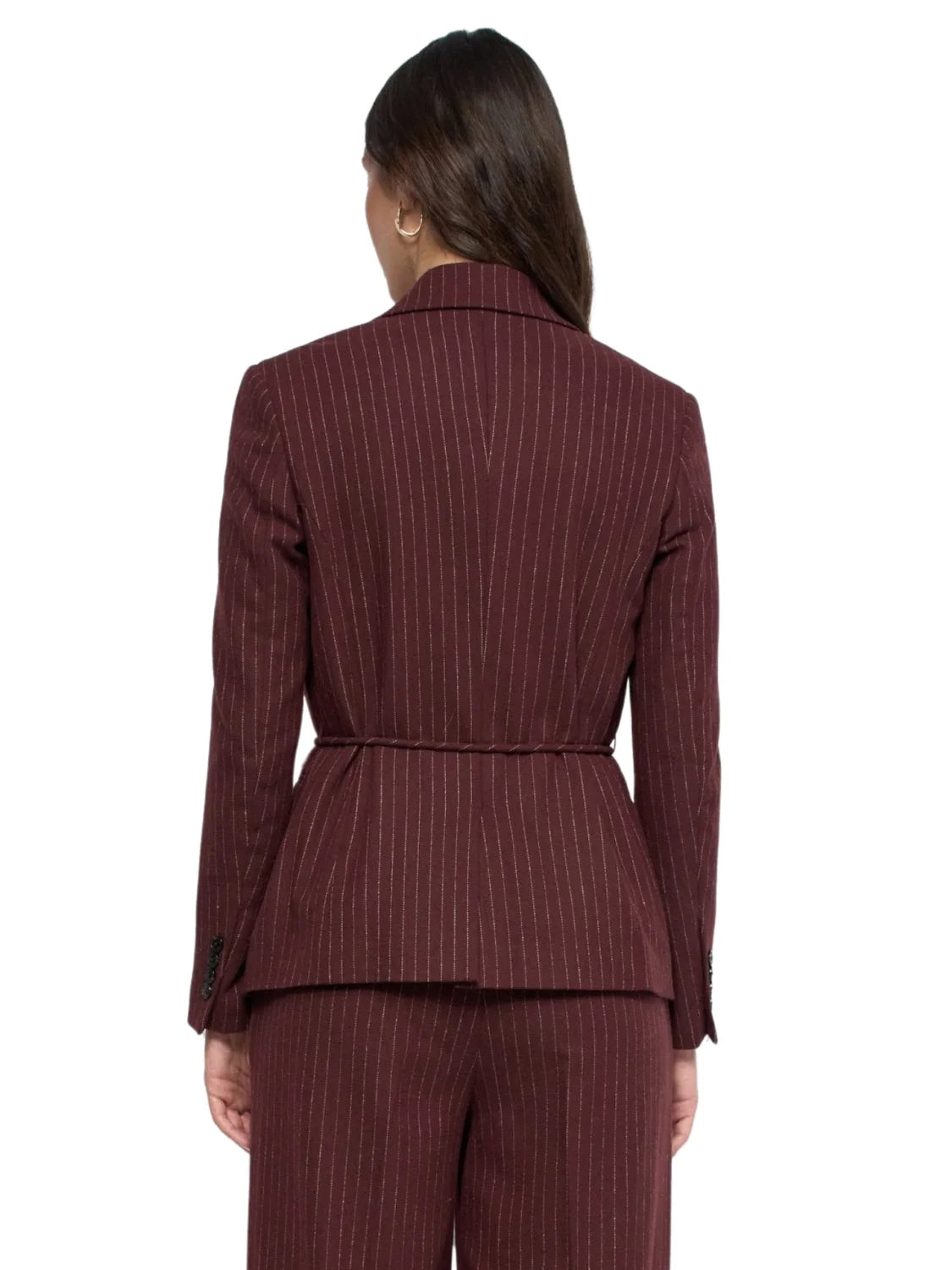 Blazer Cinturón Salsa Jeans Rayas Burdeos | Bicos de Fío