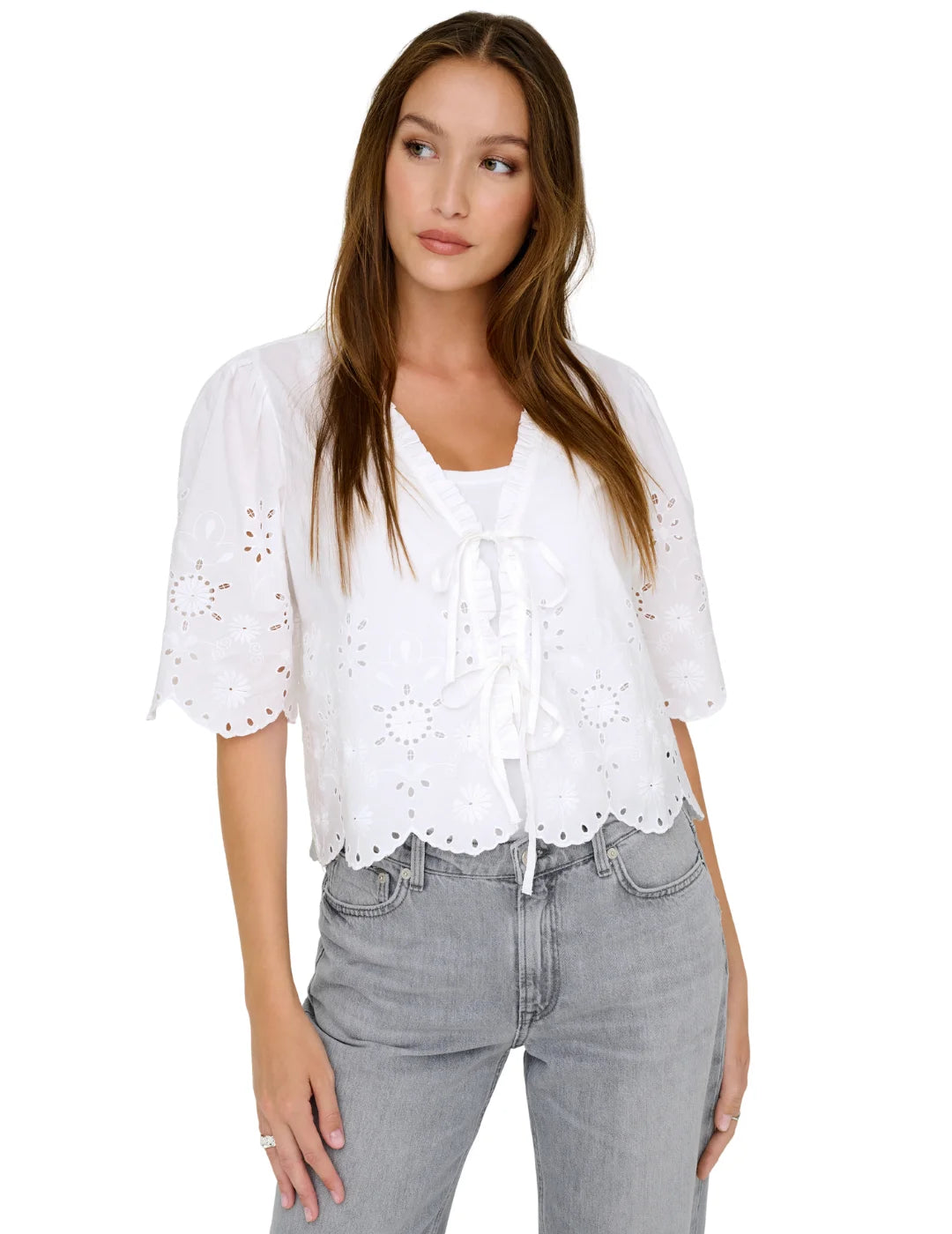 Blusa Corta ONLY Miffy Blanco | Bicos de Fío