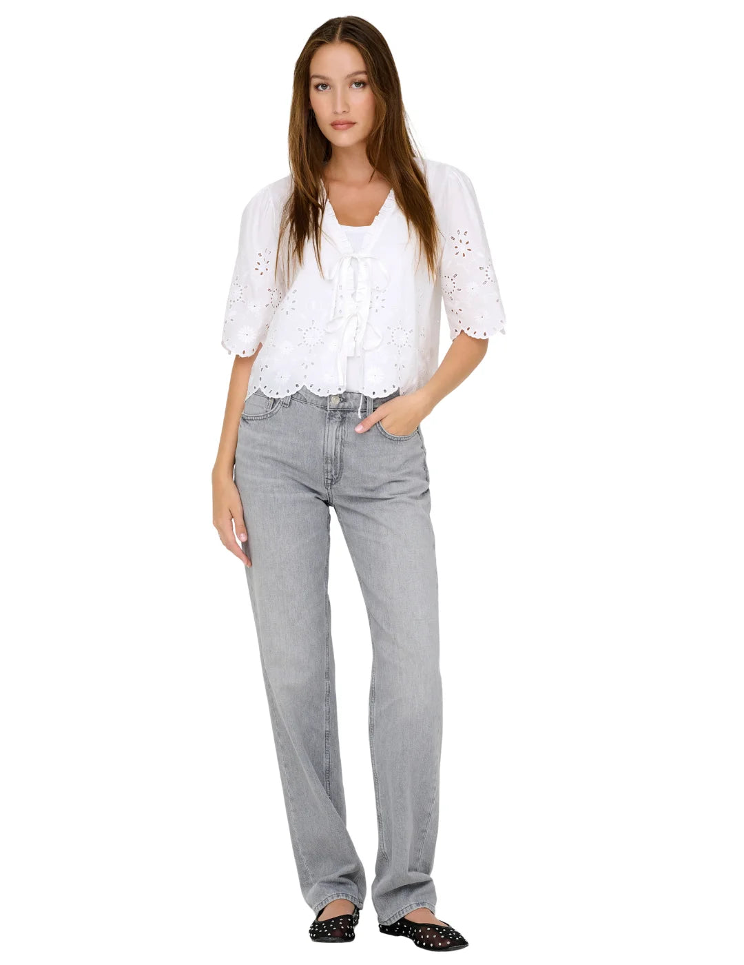 Blusa Corta ONLY Miffy Blanco | Bicos de Fío