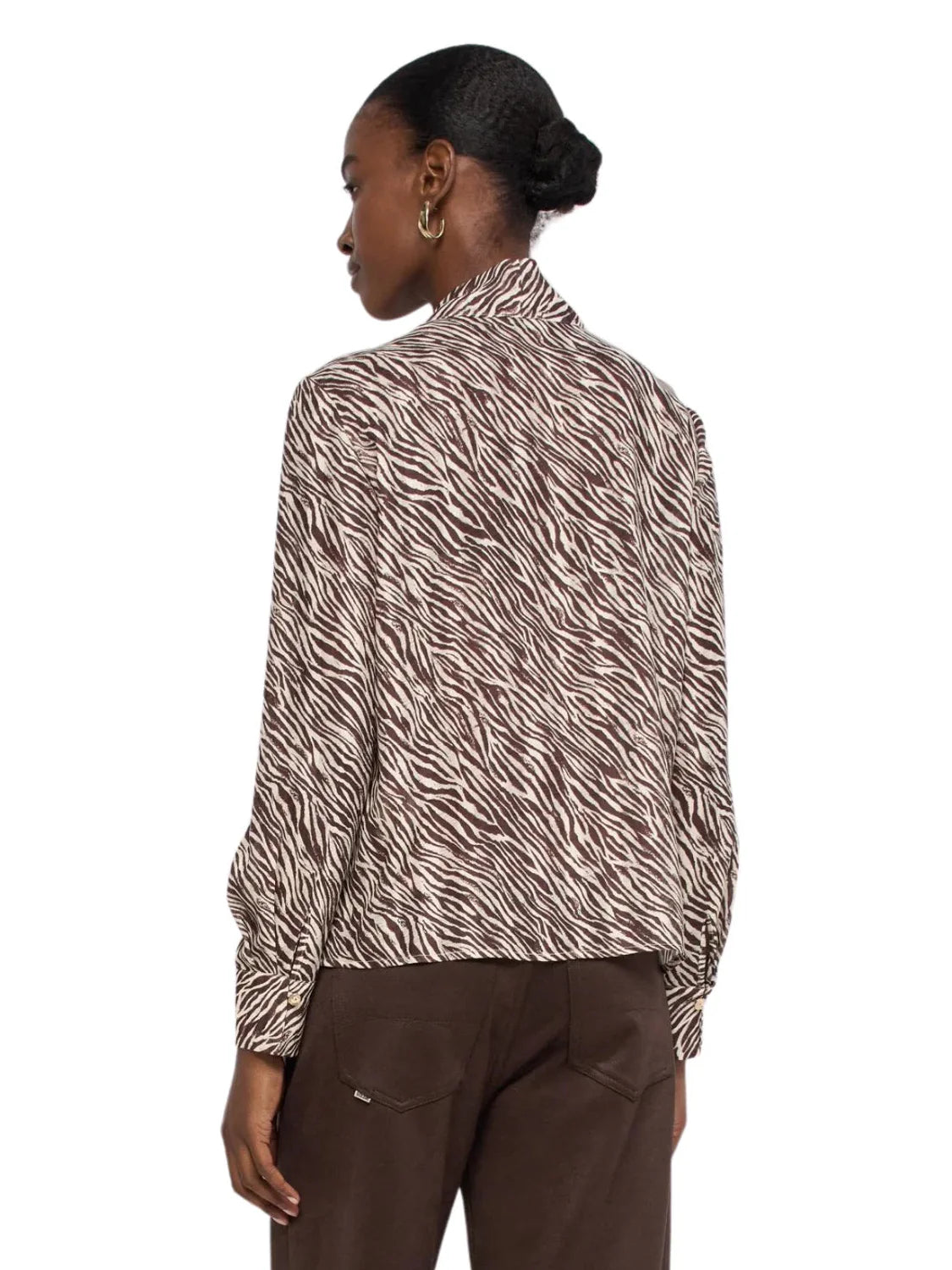 Blusa Lazo Cuello Salsa Jeans Animal Print Arena | Bicos de Fío