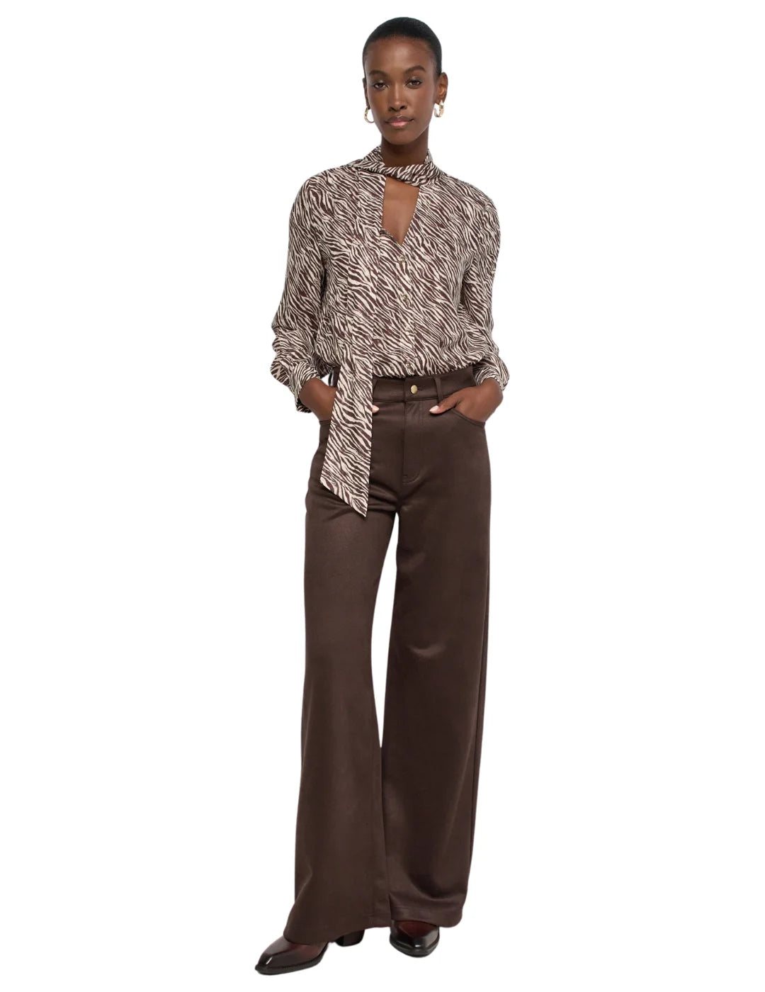 Blusa Lazo Cuello Salsa Jeans Animal Print Arena | Bicos de Fío