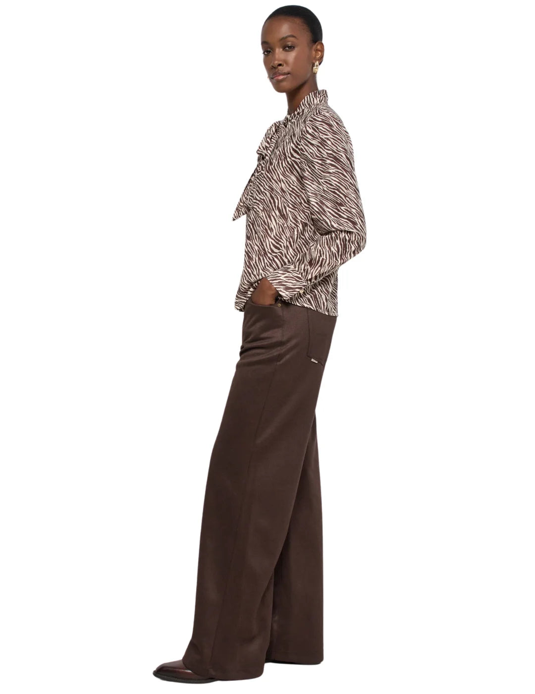 Blusa Lazo Cuello Salsa Jeans Animal Print Arena | Bicos de Fío