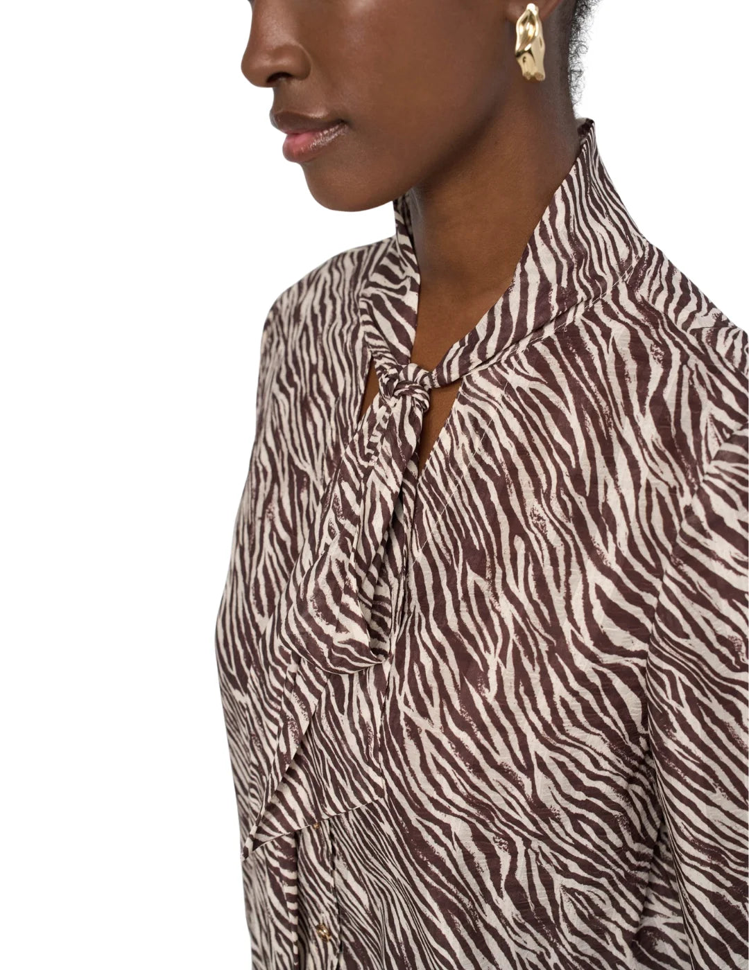 Blusa Lazo Cuello Salsa Jeans Animal Print Arena | Bicos de Fío