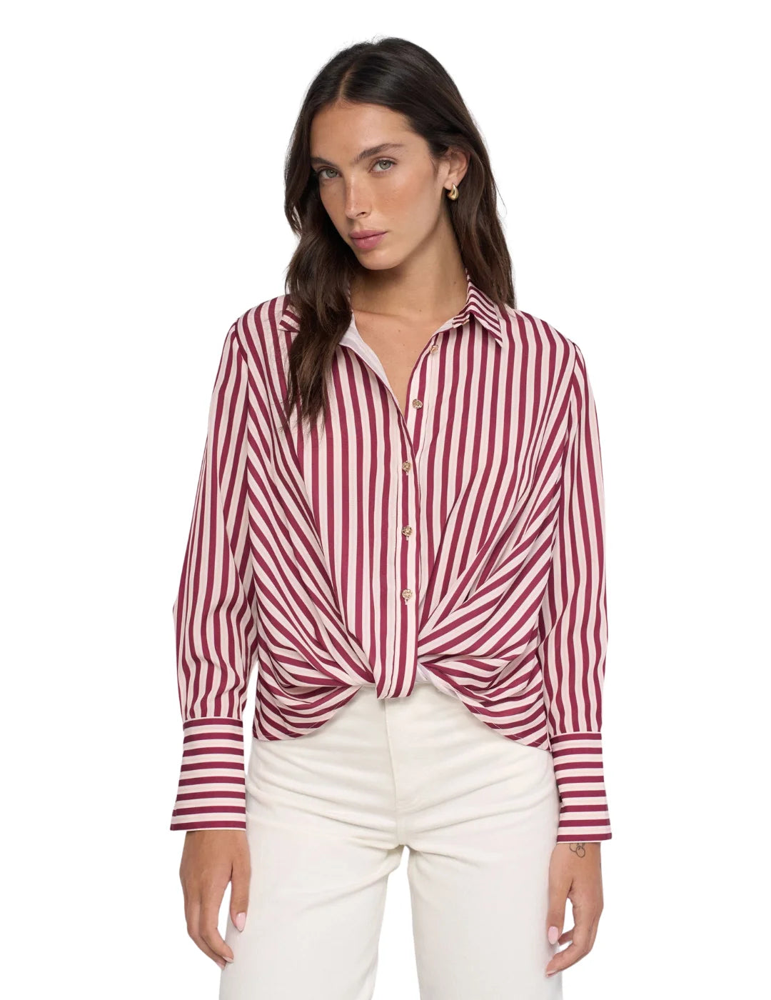 Blusa Satinada Rayas Salsa Jeans Granate | Bicos de Fío