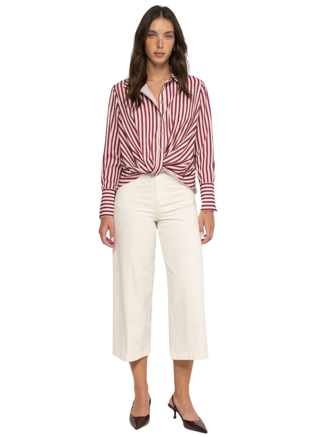 Blusa Satinada Rayas Salsa Jeans Granate | Bicos de Fío
