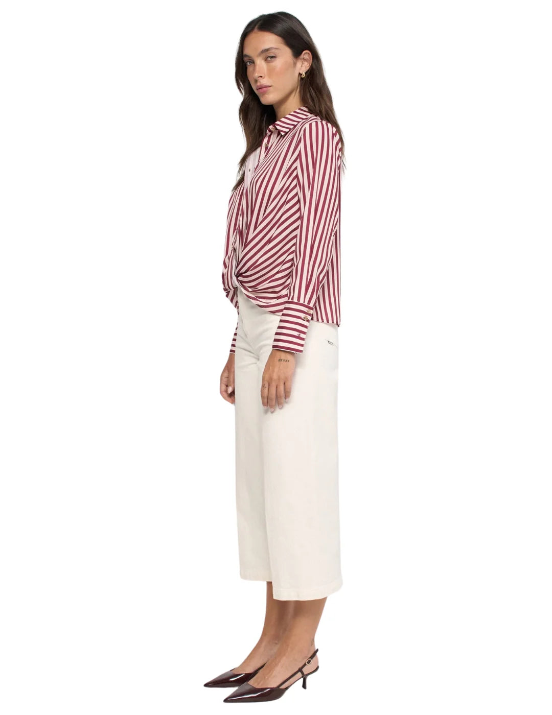 Blusa Satinada Rayas Salsa Jeans Granate | Bicos de Fío