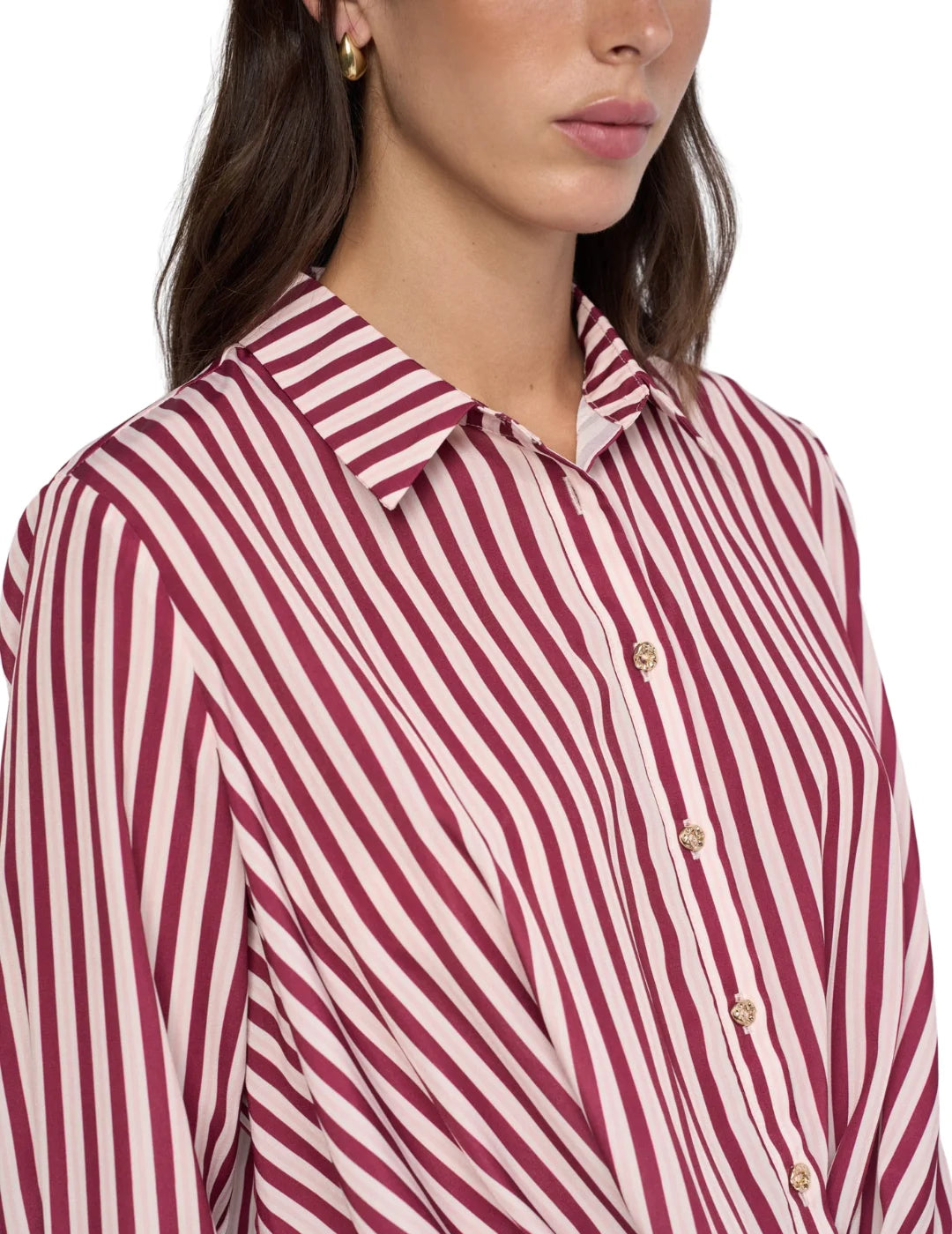 Blusa Satinada Rayas Salsa Jeans Granate | Bicos de Fío