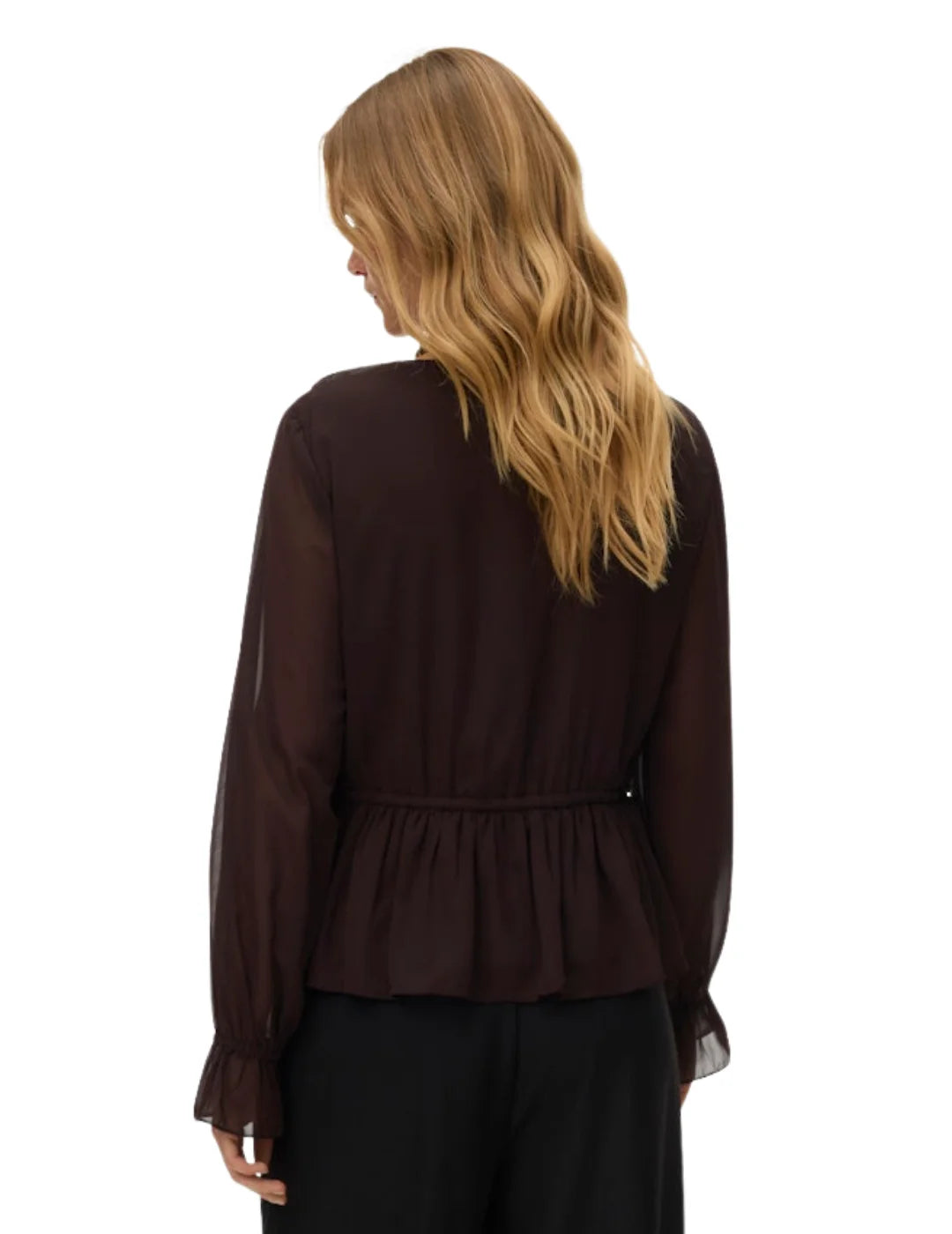 Blusa Volantes Vero Moda Dora Chocolate | Bicos de Fío