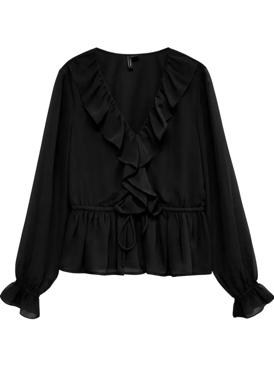 Blusa Volantes Vero Moda Dora Negro | Bicos de Fío