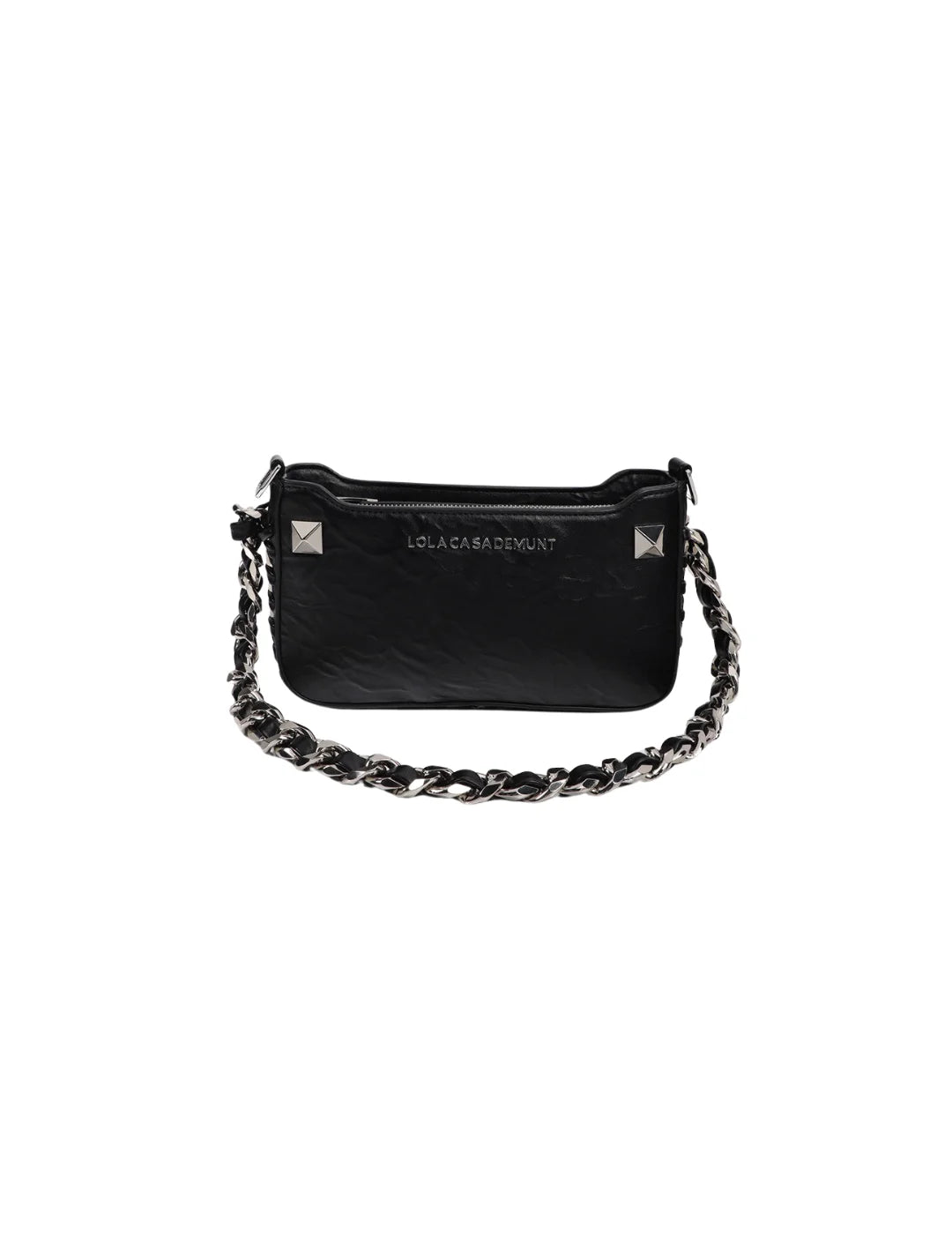 Bolso Piel Arrugada Tachas Lola Casademunt Negro | Bicos de Fío