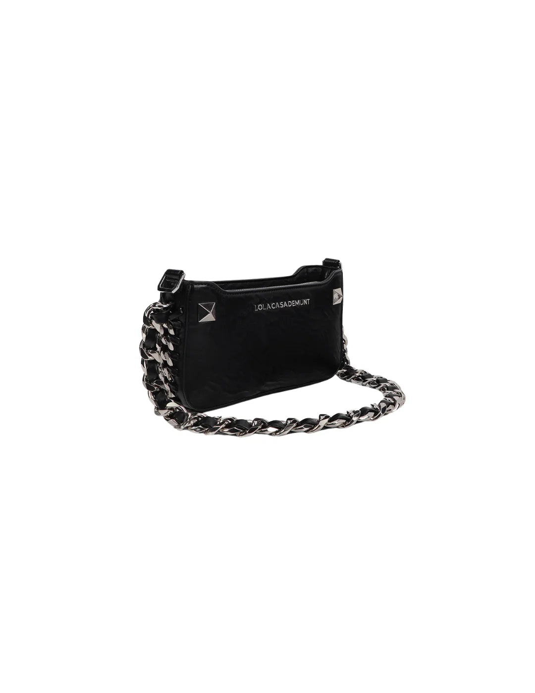 Bolso Piel Arrugada Tachas Lola Casademunt Negro | Bicos de Fío