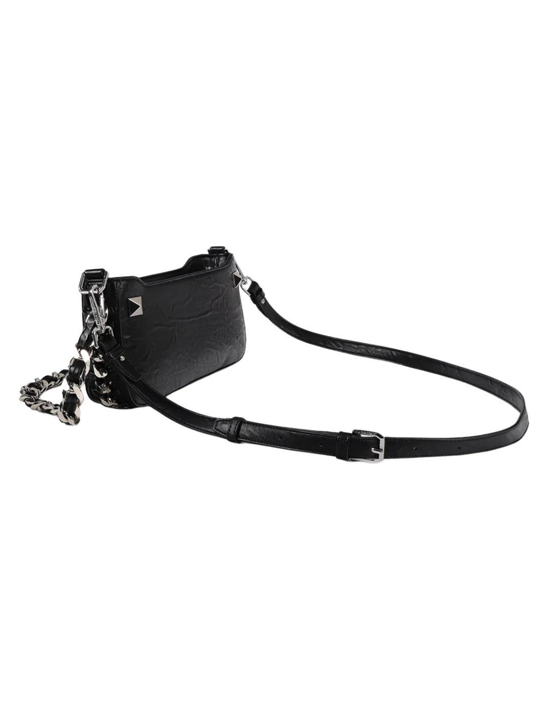 Bolso Piel Arrugada Tachas Lola Casademunt Negro | Bicos de Fío