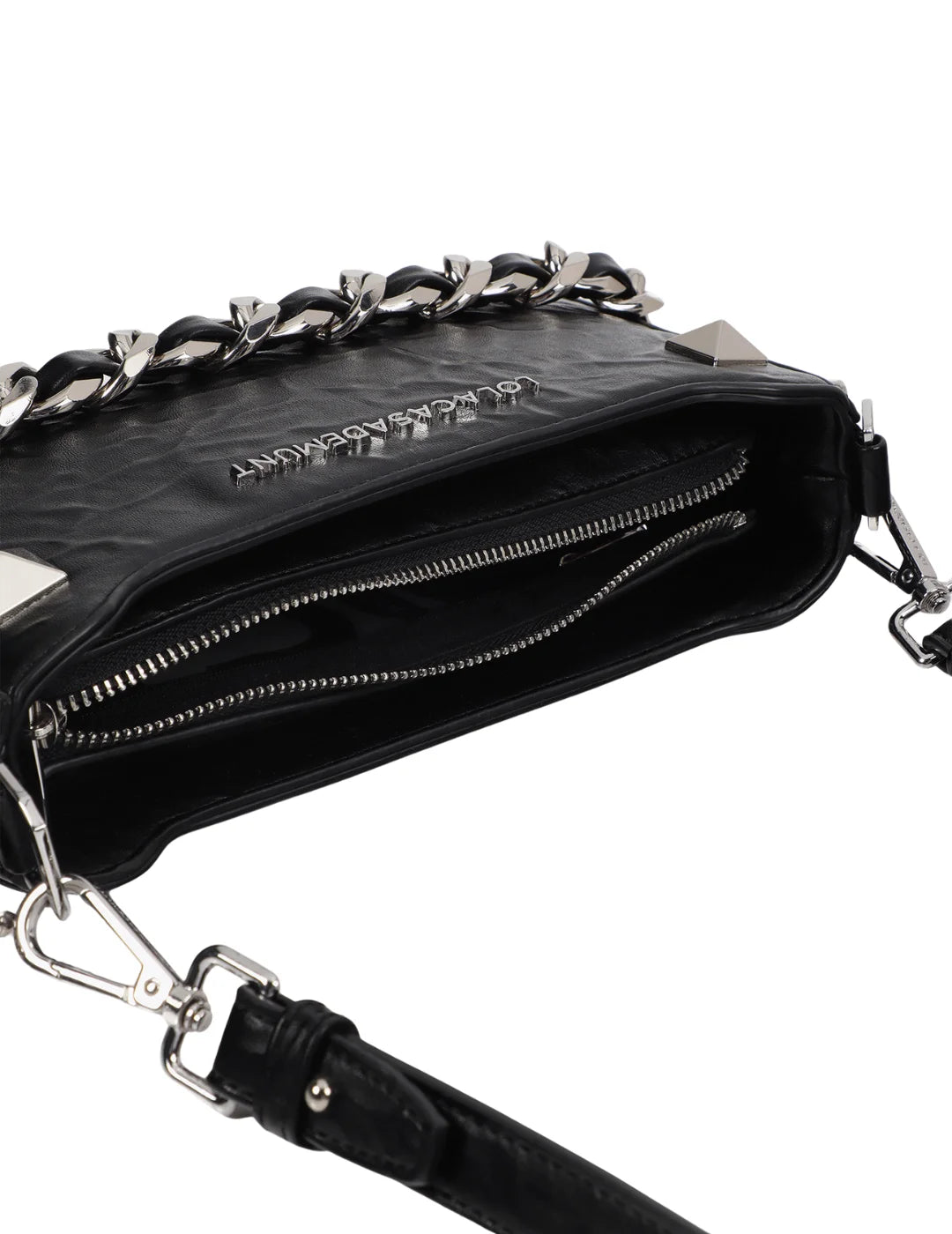 Bolso Piel Arrugada Tachas Lola Casademunt Negro | Bicos de Fío