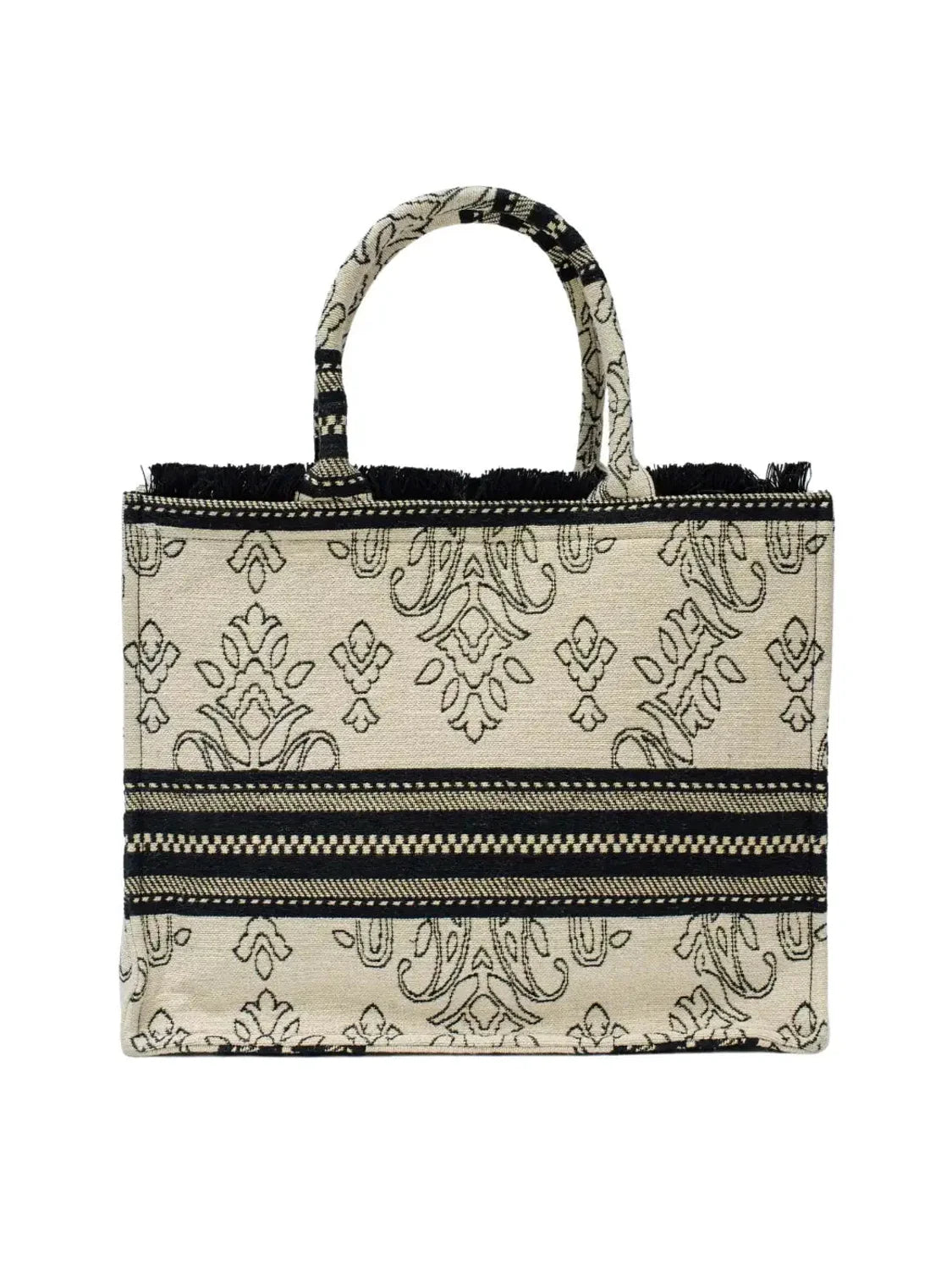 Bolso De Mano Salsa Jeans Bordados Jacquard Beige | Bicos de Fío