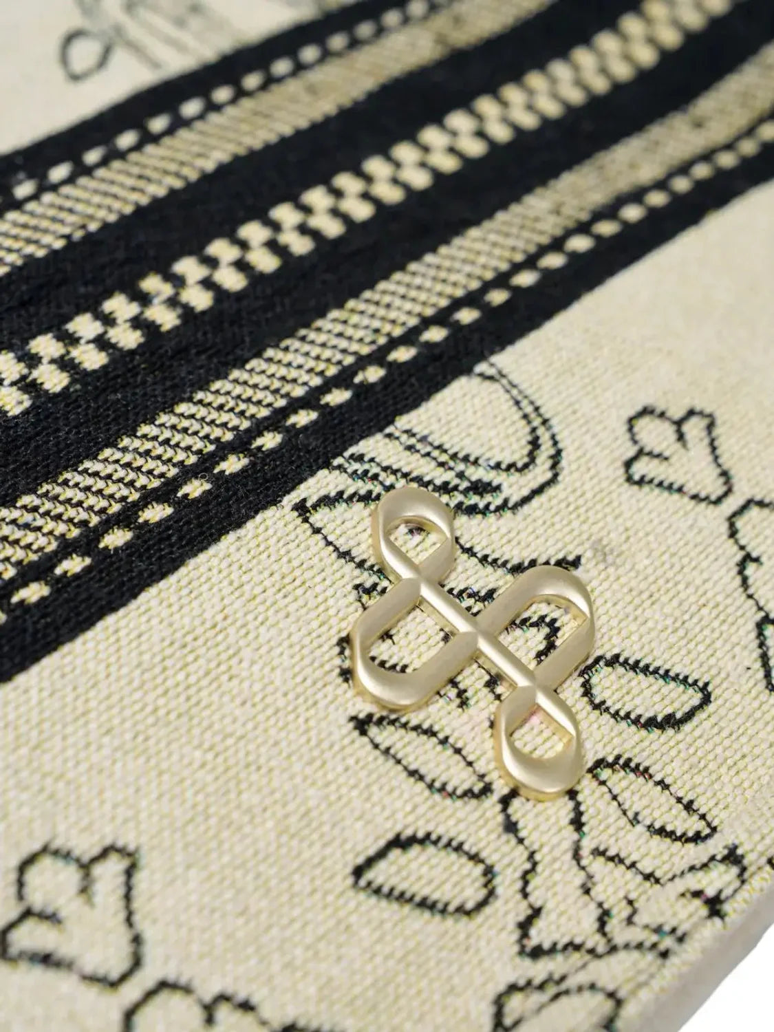 Bolso De Mano Salsa Jeans Bordados Jacquard Beige | Bicos de Fío