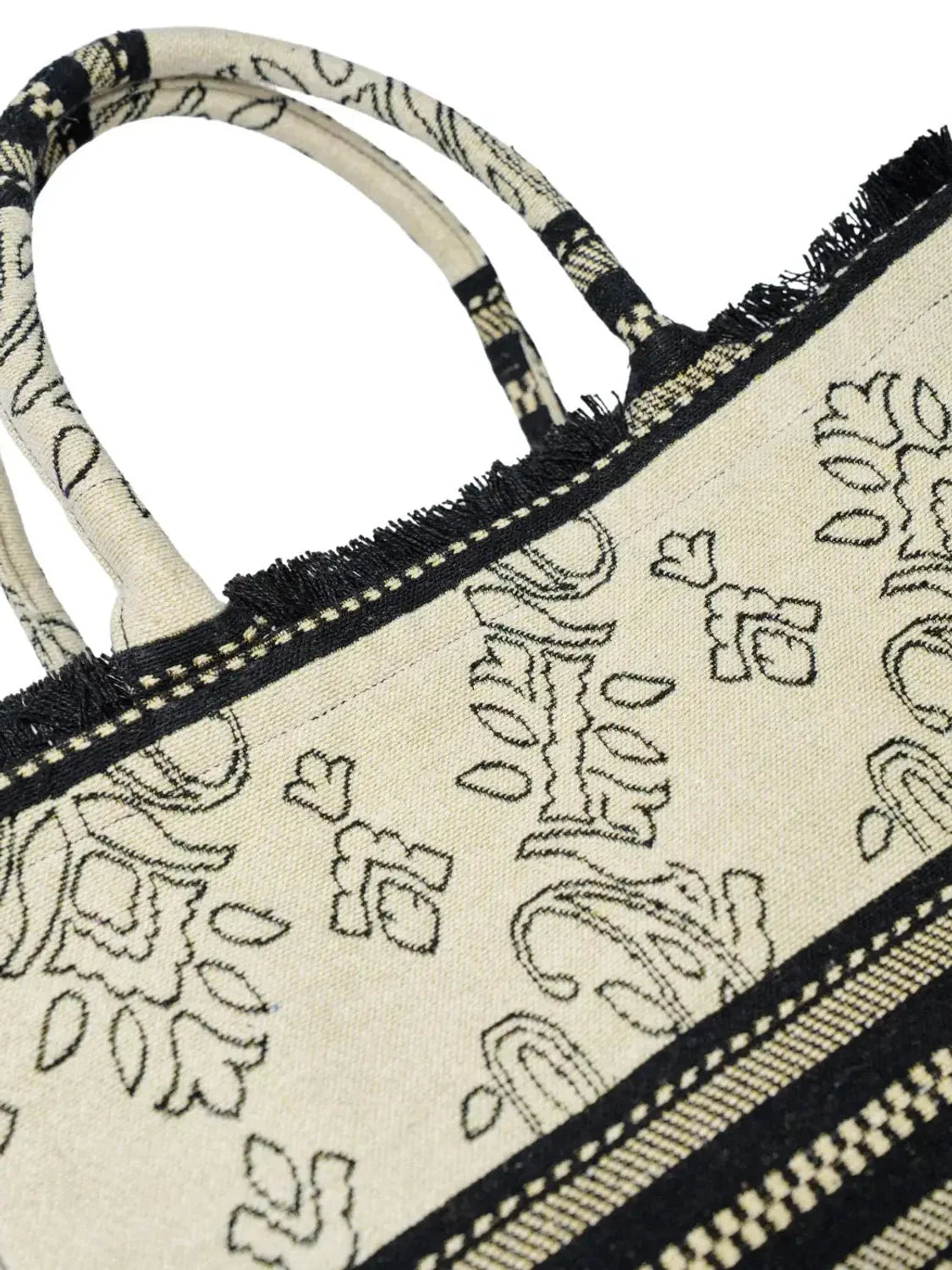 Bolso De Mano Salsa Jeans Bordados Jacquard Beige | Bicos de Fío
