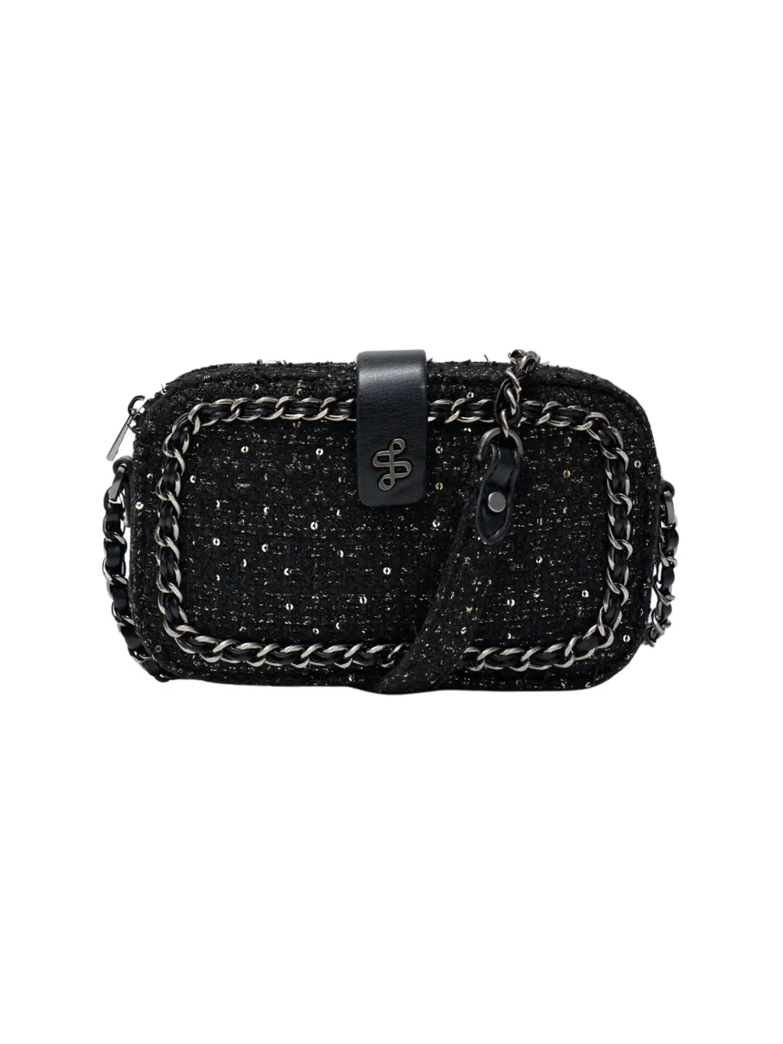 Bolso De Tweed Salsa Jeans Negro | Bicos de Fío